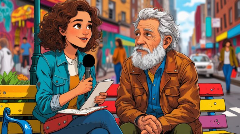 Interviewing Strangers: Ask deep questions to random people on the street and share their stories.